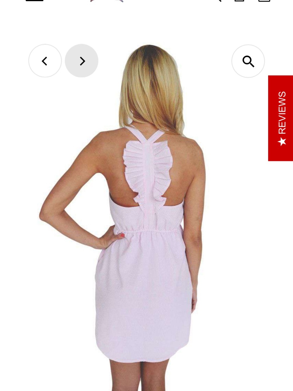 Lauren James sz Small Hampton Dress Pink Ruffle-Back Seersucker preppy feminine - Picture 13 of 14